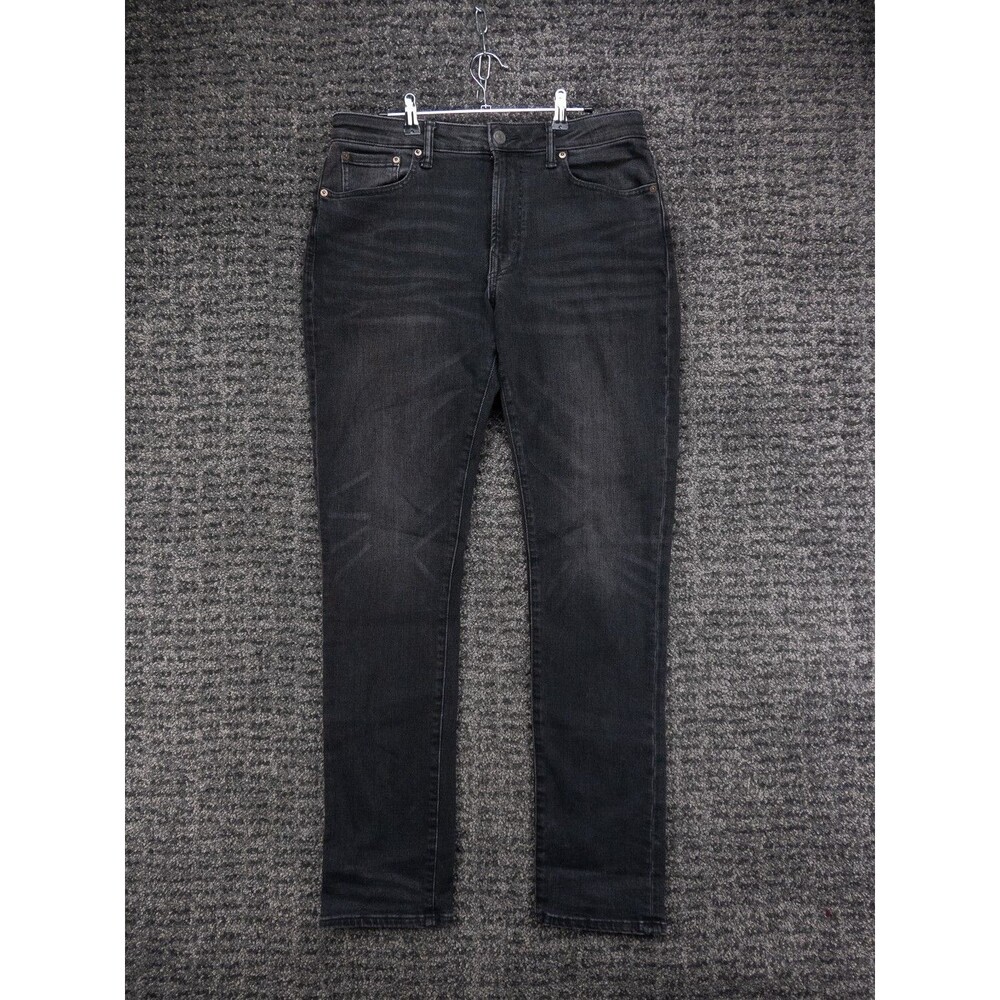 American Eagle Jeans Mens 33x34 Black  Slim Fit Distressed Stretch Denim Preppy